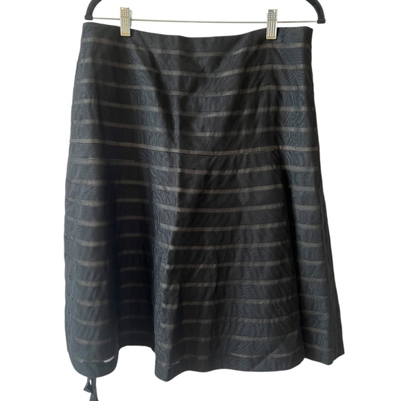 PER SE SKIRT NWT 14 PER CHARM LINE SILK SIDE ZIP RIBBON DETAIL ELEGANT STRIPES - Picture 1 of 11
